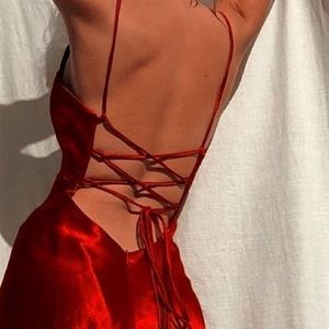 Dreamy Warm Red Niki Livas Formal Gown